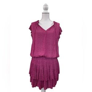 Katwalk Drop Waist Mini Raspberry Tiered Dress - Size Large